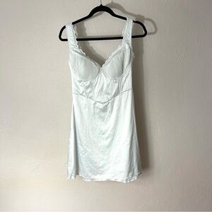 Elegant White Lace Trim Chemise Dress